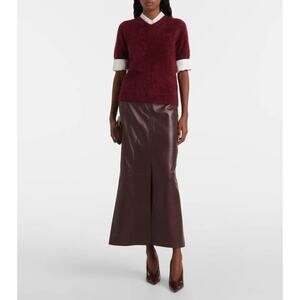 Dorothee Schumacher Sleek Statement Leather Midi Skirt in Bordeaux 1 XS